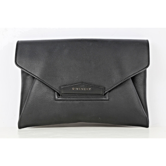 GIVENCHY Antigona Black Leather Bifold Envelope Clutch Bag - Picture 1 of 16